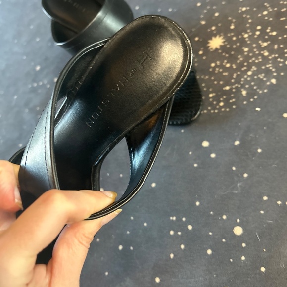 H By Halston Wedge Sandals Black Womens Leather - Picture 4 of 7